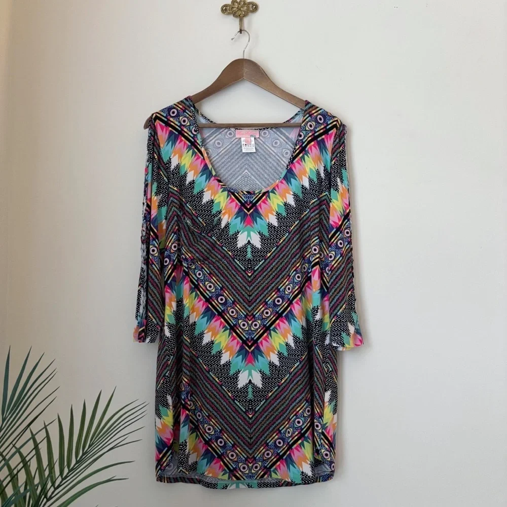 Mara Hoffman Swim Chevron Braided Sleeve Cover Up Dress Medium Maximalist